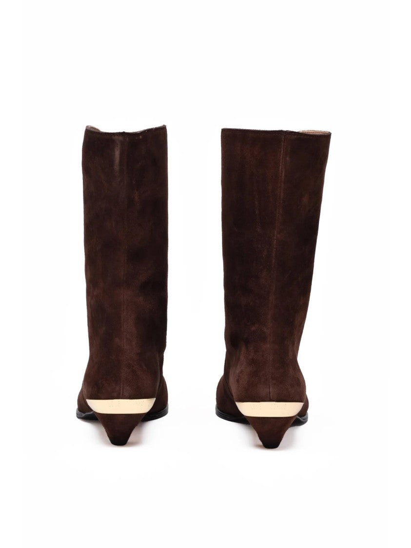 Love Moschino Brown Suede Sculpted Ankle Boots