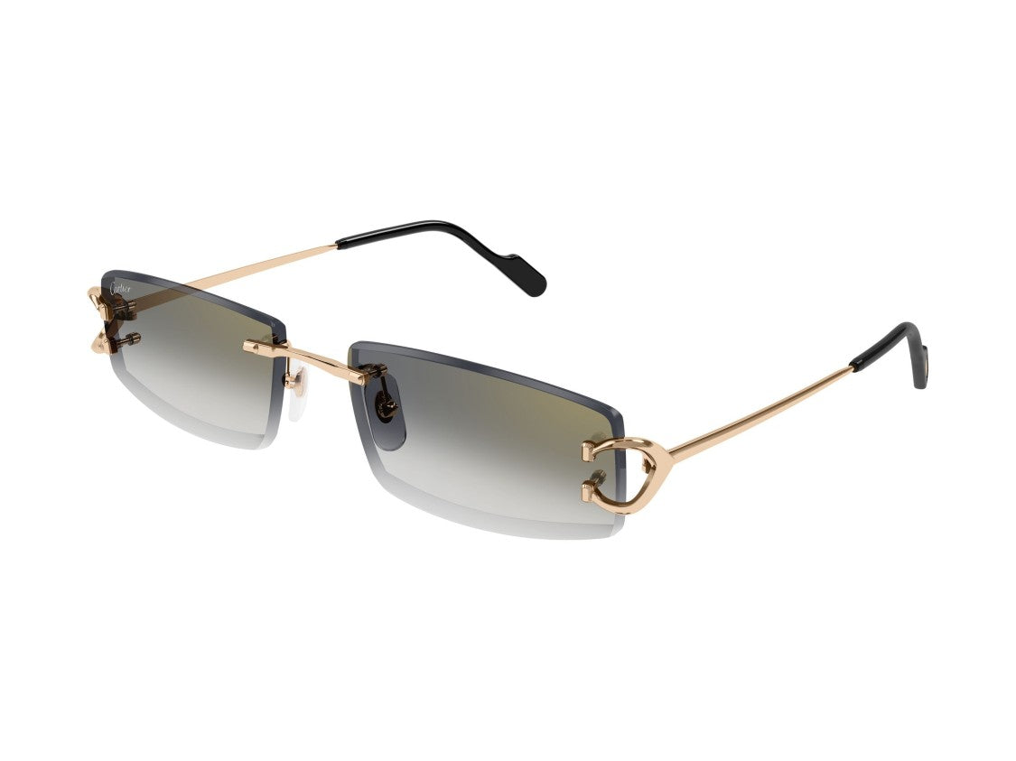 Cartier Gold Ct0465s Gradient Rimless Rectangular Sunglasses
