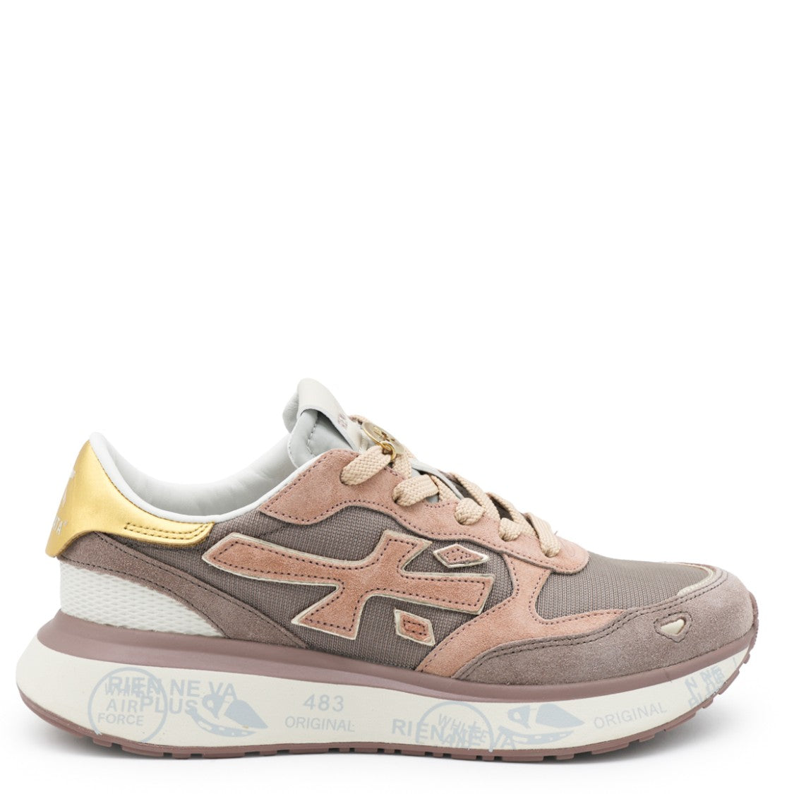 Premiata Layered Suede Mesh Metallic Accent Sneakers