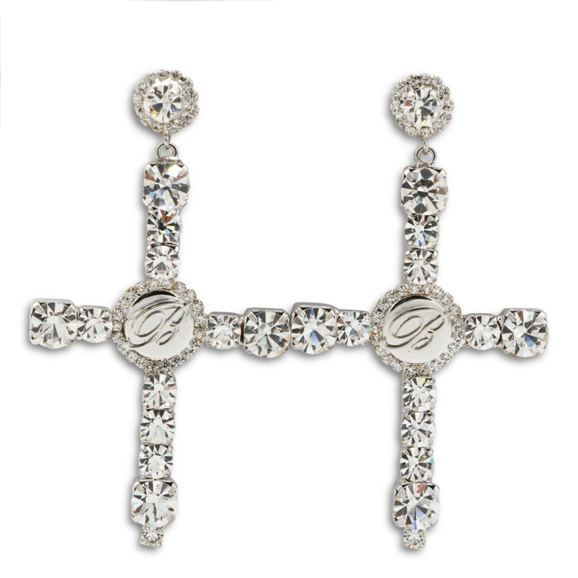 Blumarine Cross-Shaped Earrings With Engraved Centerpiece