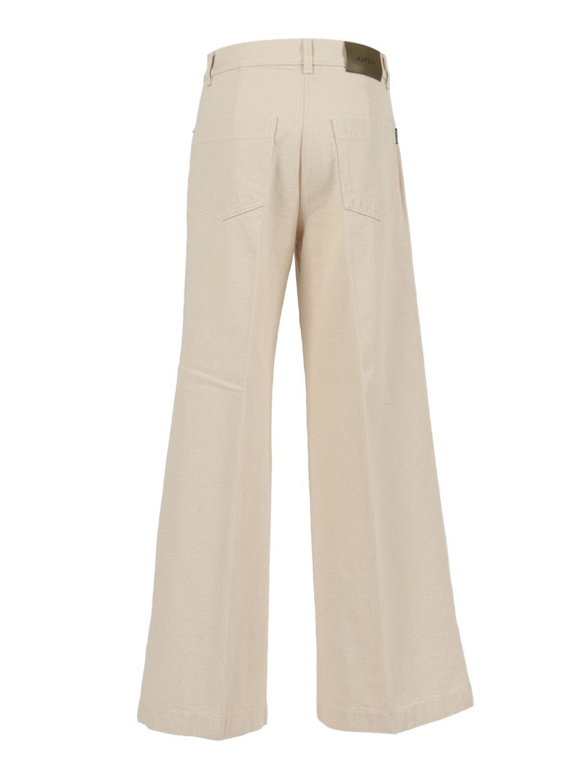 Aspesi Wide-Leg High-Waist Pants With Subtle Logo Detail