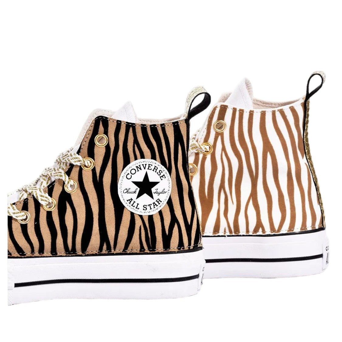 Converse Gold Handmade Zebra Glam Suede Sneakers