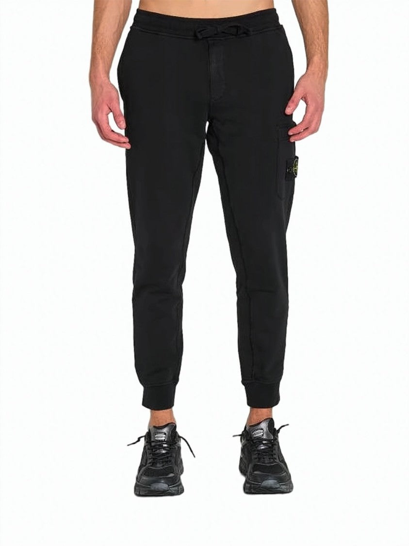 Stone Island Straight Fit Cargo Pants With Ribbed Cuffs And Drawstring Waistband