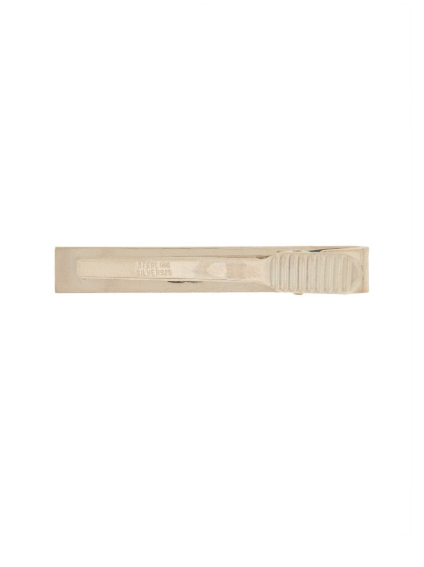 Thom Browne Minimalist Sterling Silver Tie Clip With Textured Grip