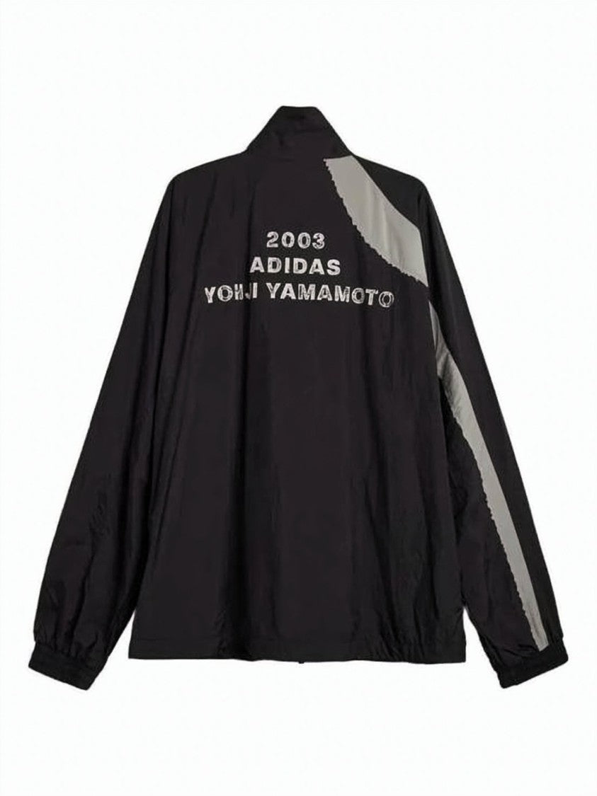 Y-3 Lightweight Black Polyamide Jacket With Diagonal Stripes