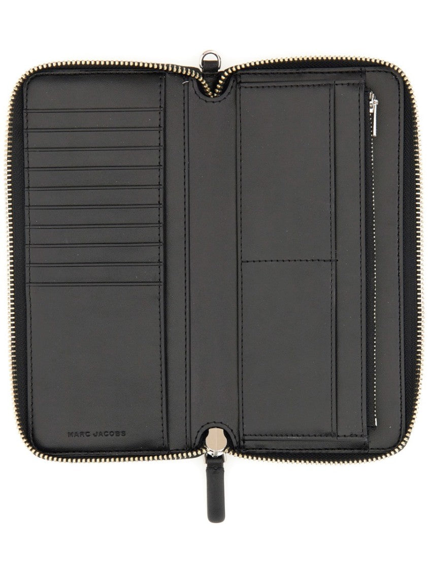 Marc Jacobs Continental Wallet With Prominent Logo And Zip-Around Closure