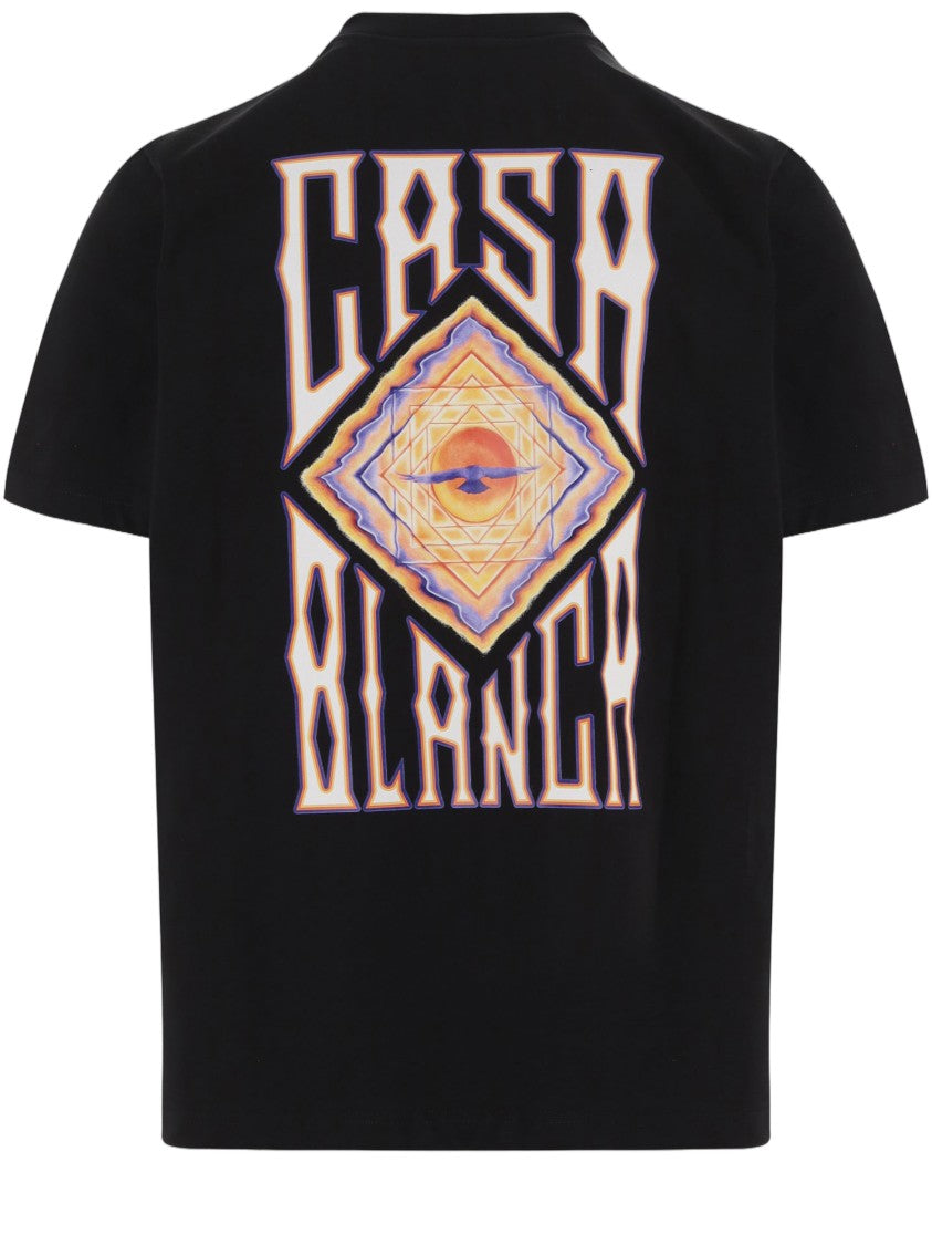 Casablanca Black Graphic Logo Print Organic Cotton T-Shirt