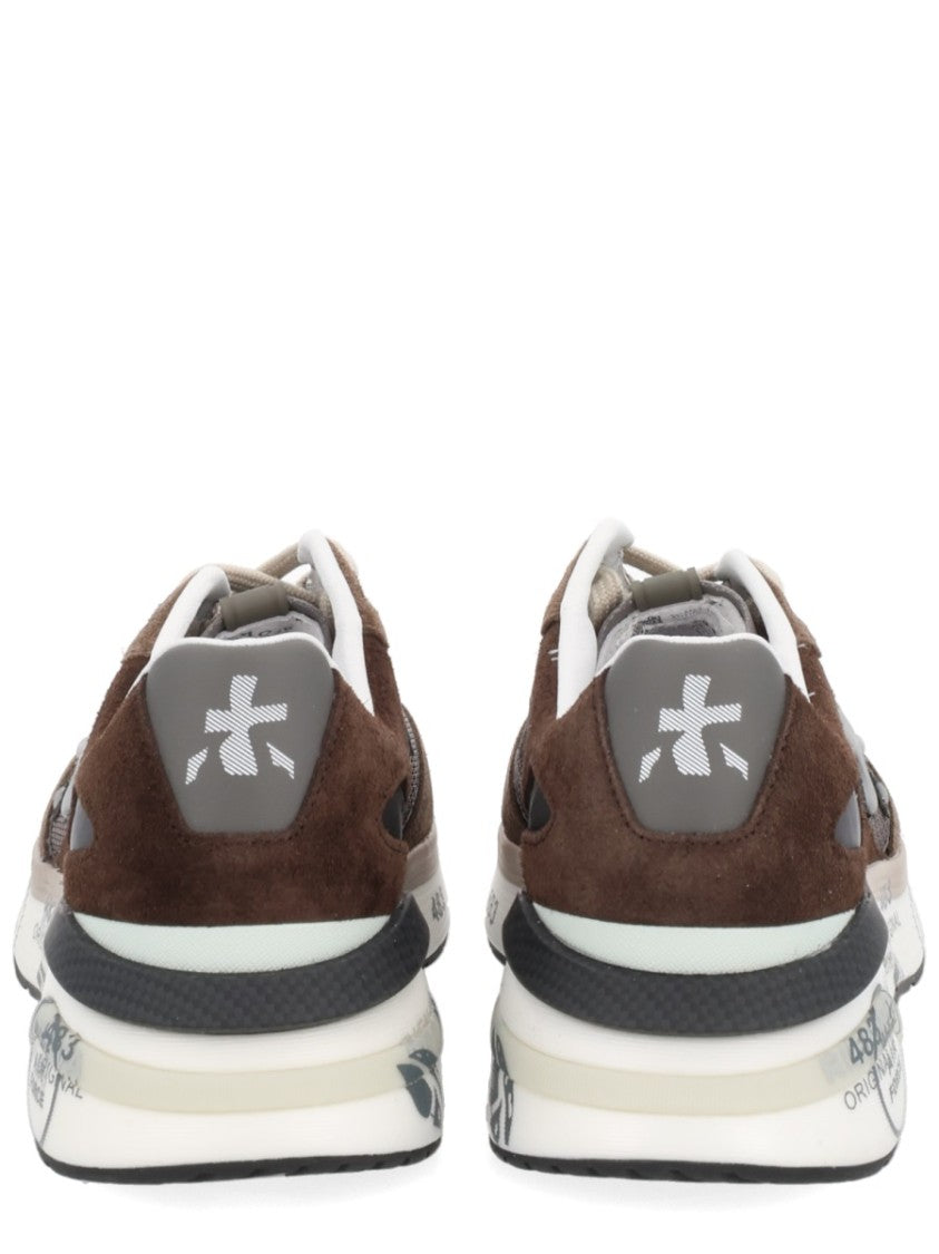 Premiata Layered Brown Sneakers With Suede And Mesh Accents