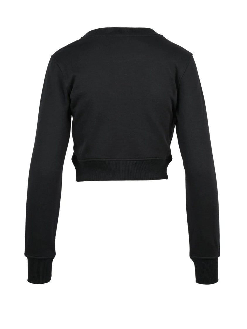 Diesel Black Raised Logo Fitted Cropped Sweatshirt
