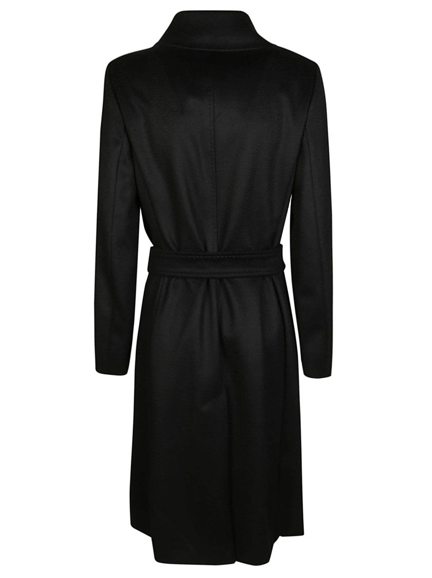 Max Mara Straight-Cut Black Coat With Double-Button Closure