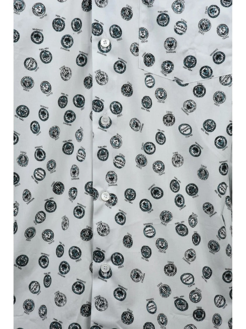 Maison Kitsuné White Cotton Patterned Shirt
