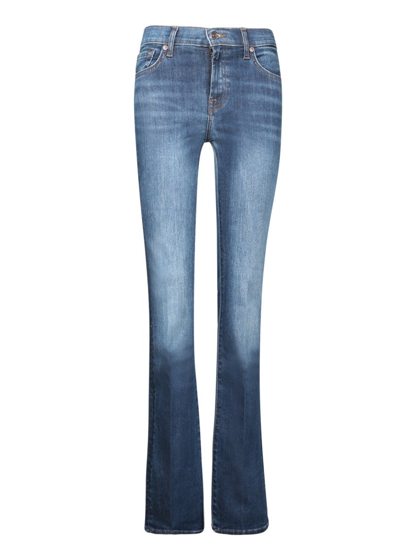 7 For All Mankind Mid-Rise Flared Blue Jeans