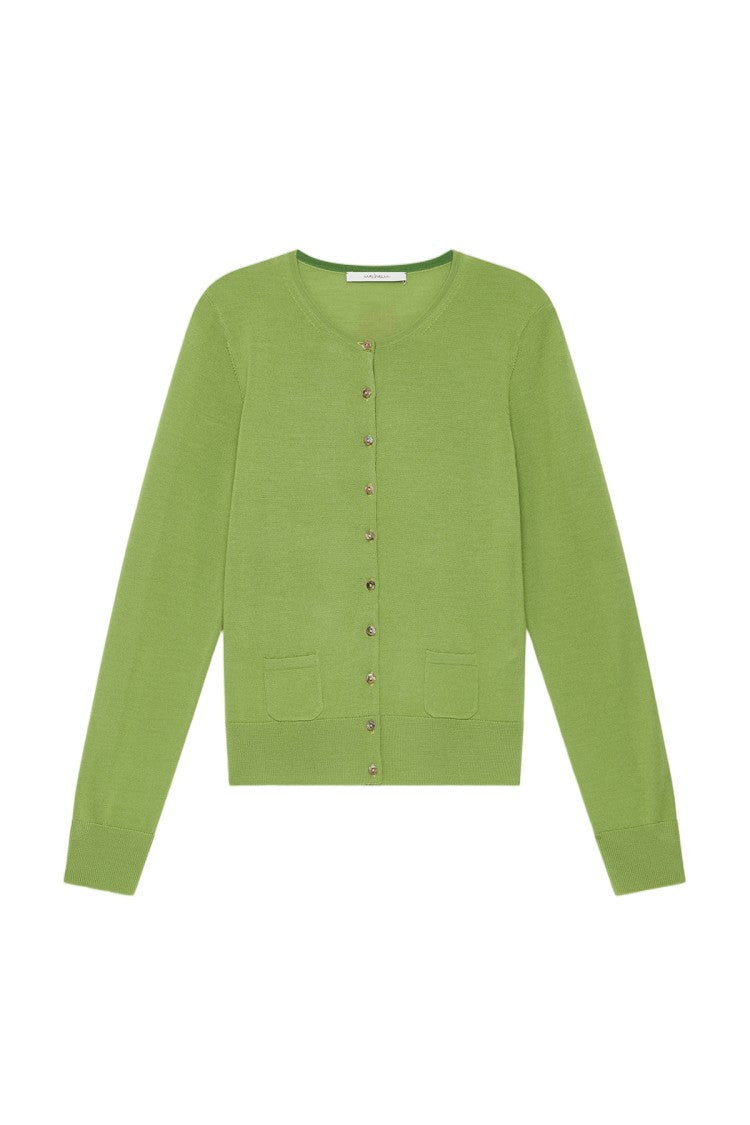 Maliparmi Merino Wool Pocket Detail Cropped Cardigan