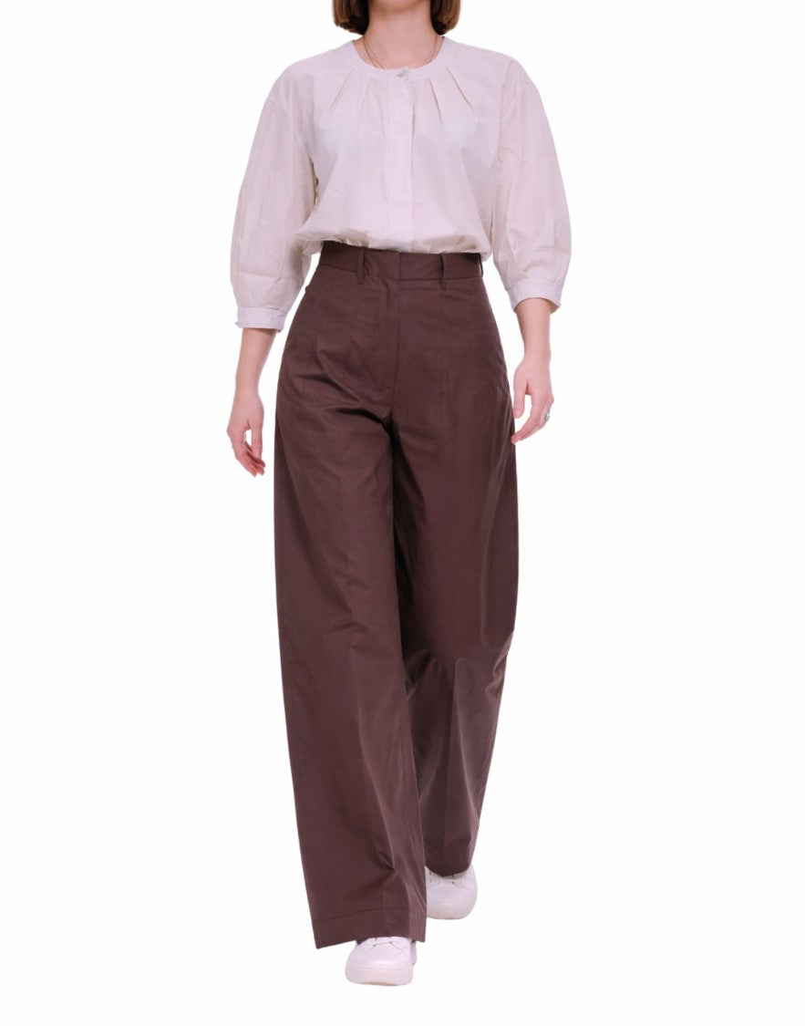 Nine In The Morning Tailored Cotton Stretch Pants With Refined Pleat Detail