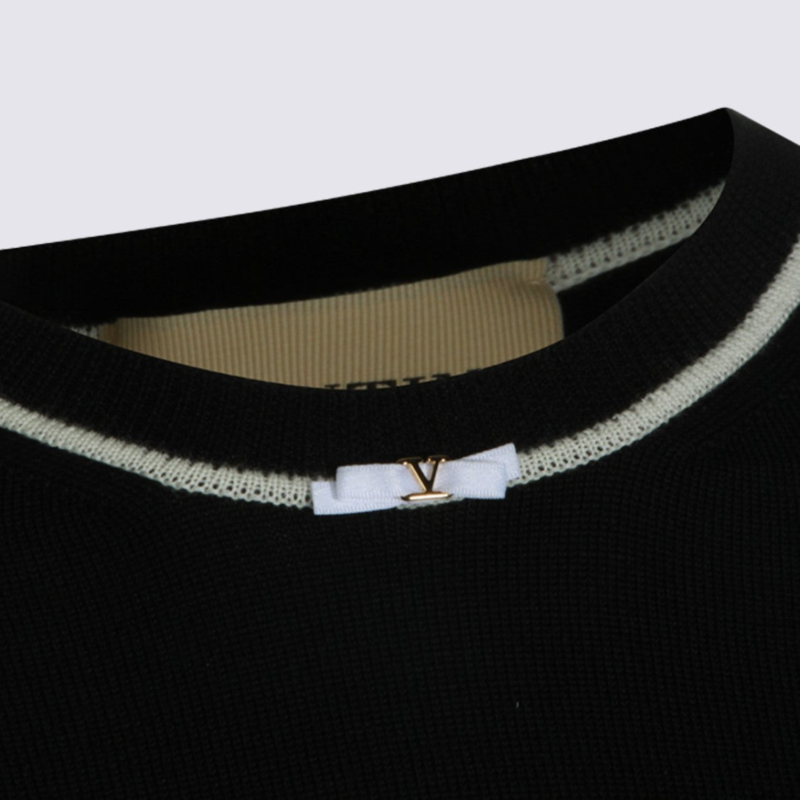 Valentino Fitted Short-Sleeved Sweater With Decorative Bow