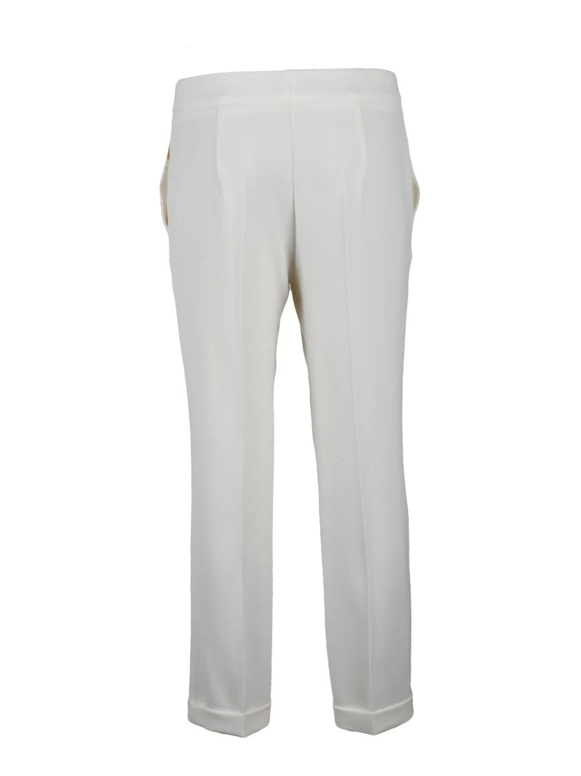 Simona Corsellini White Stretch Cropped Trousers