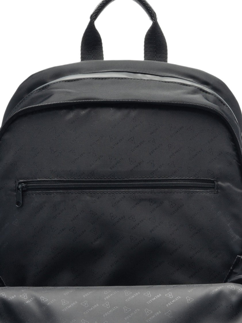 Premiata Contemporary Black Gabardine Backpack With Leather Accents