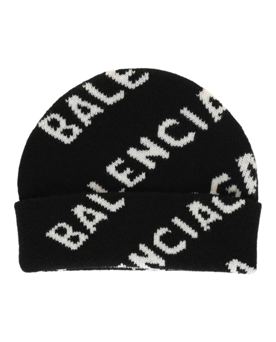 Balenciaga Allover Logo Knit Beanie