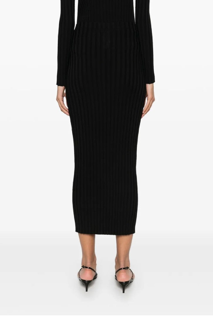 Fabiana Filippi Ribbed Midi Skirt With Fitted Silhouette