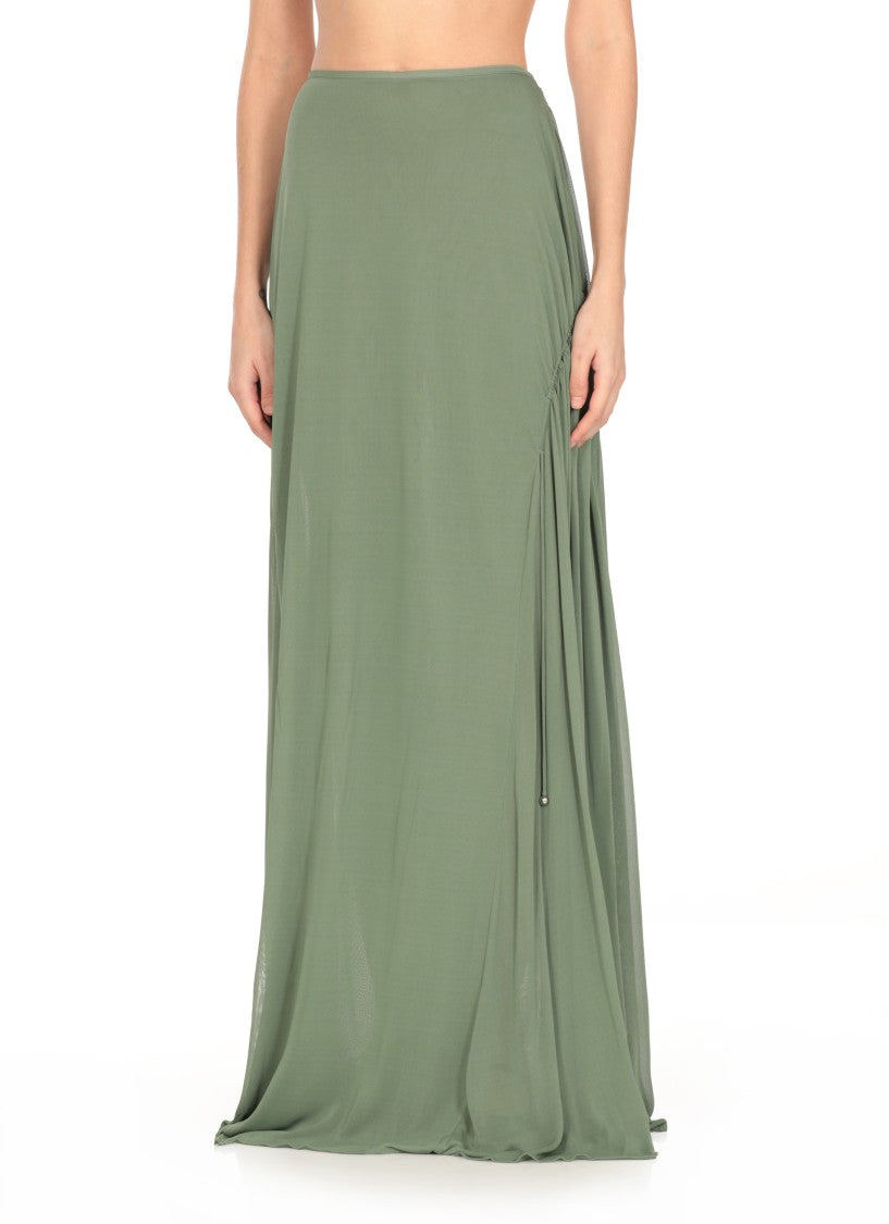 Lanvin Flowing Green Viscose/Silk Blend Jupe Skirt