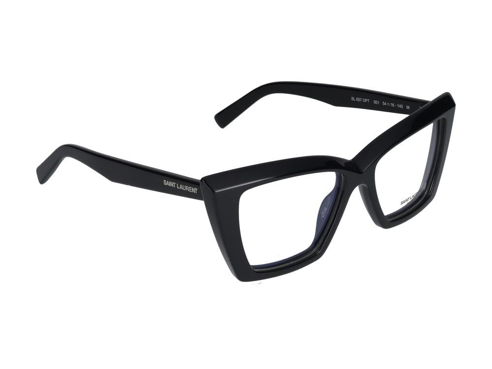 Saint Laurent Black Glossy Finish Oversized Square Eyeglasses