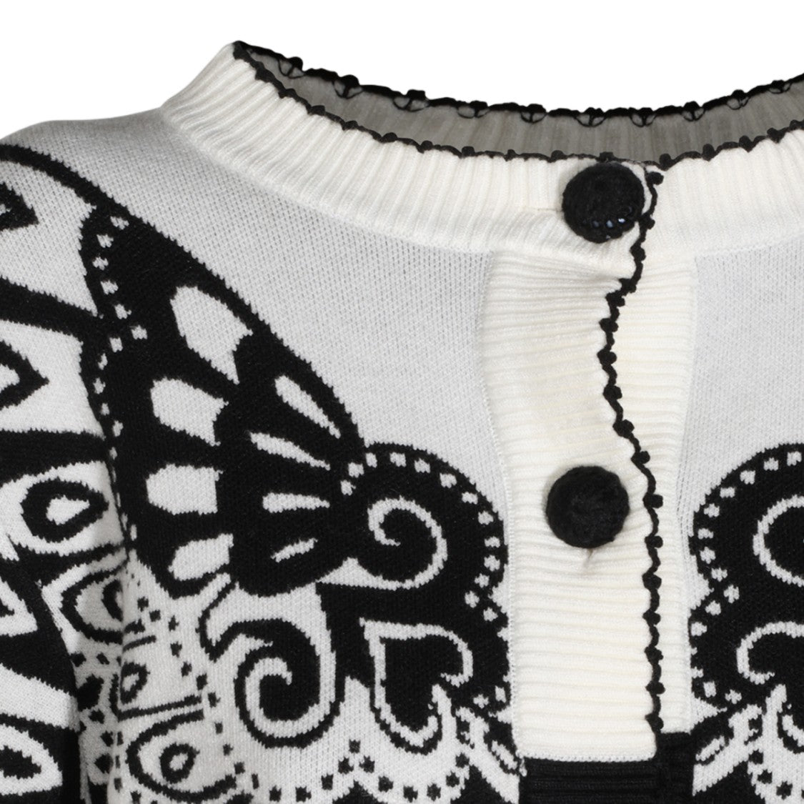 Farm Rio Paisley Butterfly Ruffled Sweater