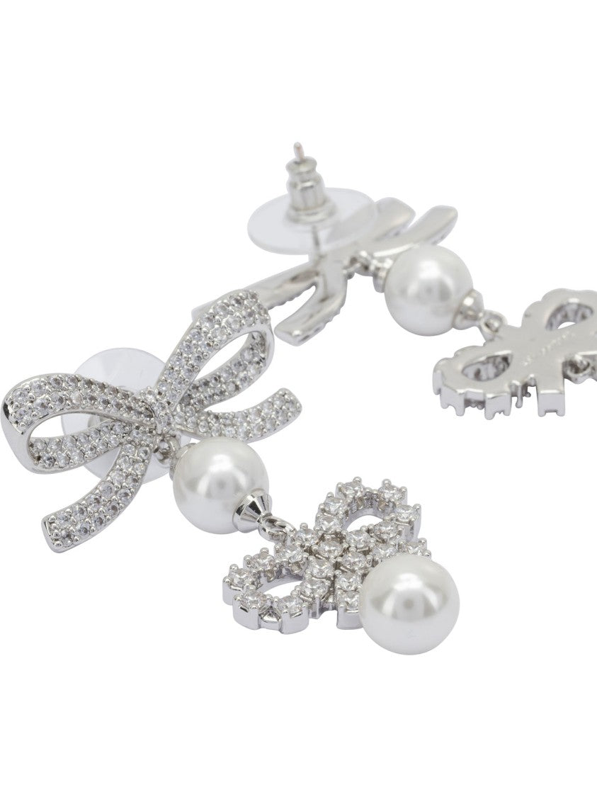 Self-Portrait Earrings With Bows And Pearls