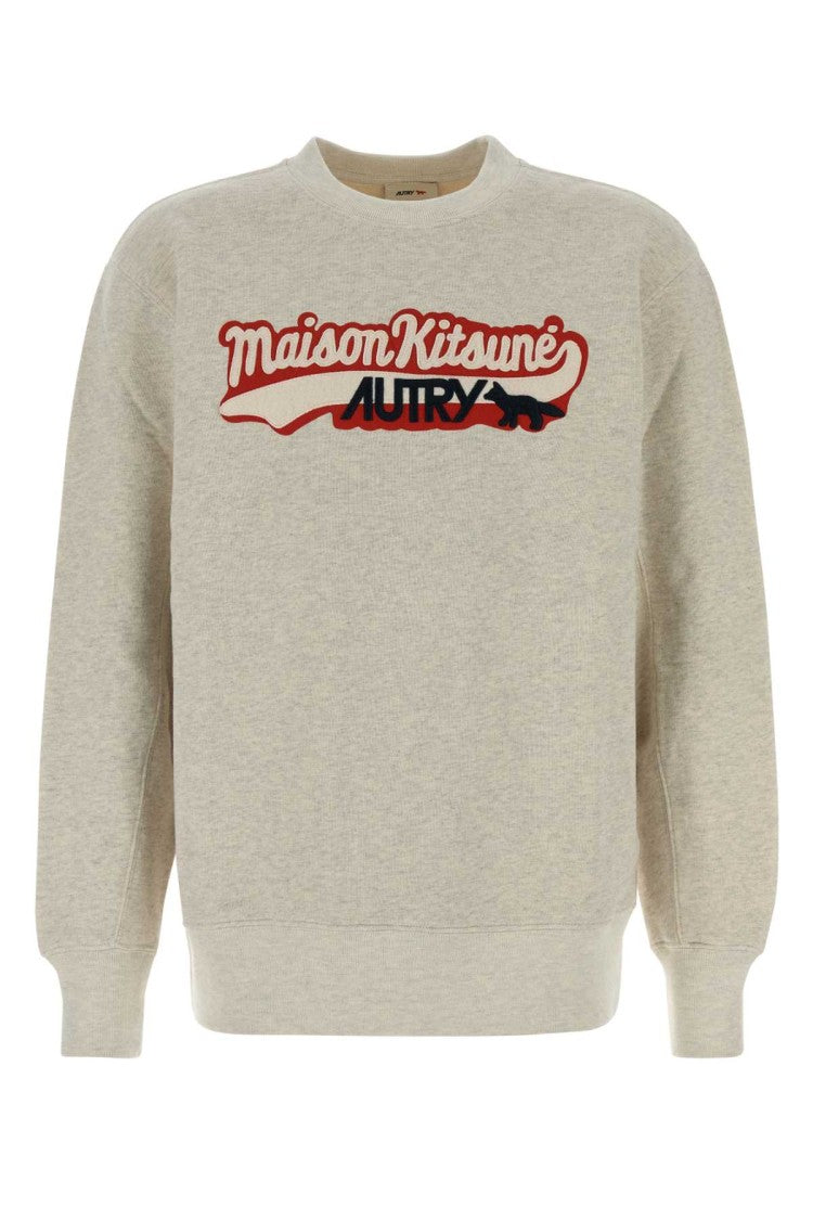 Autry Melange Grey Cotton Autry X Maison Kitsunã© Sweatshirt