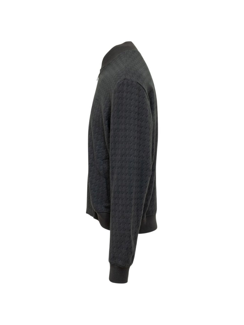Etro Textured Black Jacket With Geometric Pattern