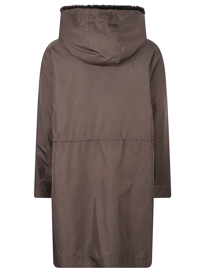 Yves Salomon Reversible Matte Brown Coat With Plush Shearling Interior