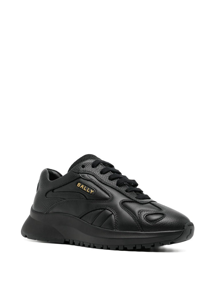 Bally Black Gold Accent Leather Sneakers