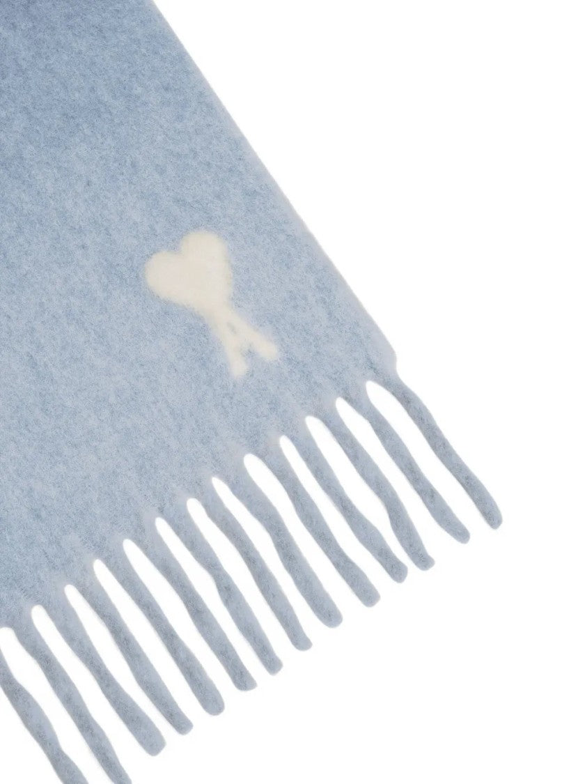 Ami Fringed Rectangular Scarf Featuring Ami De Coeur Motif