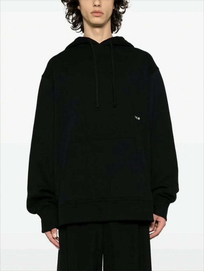 Oamc Relaxed-Fit Black Hoodie With Circular Graphic Design