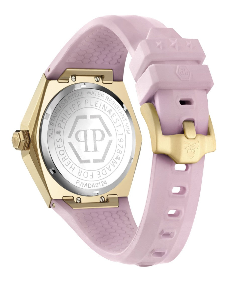 Philipp Plein $Kull Spikes Silicone Watch With Yellow Gold Case