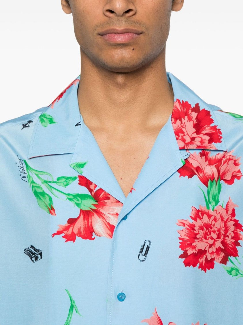 Moschino Splash Blue Drop Shoulder Slit Shirt