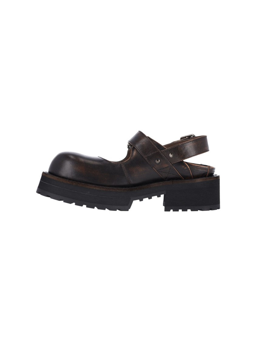 Balenciaga Brown Leather Venom Mary Jane Mules