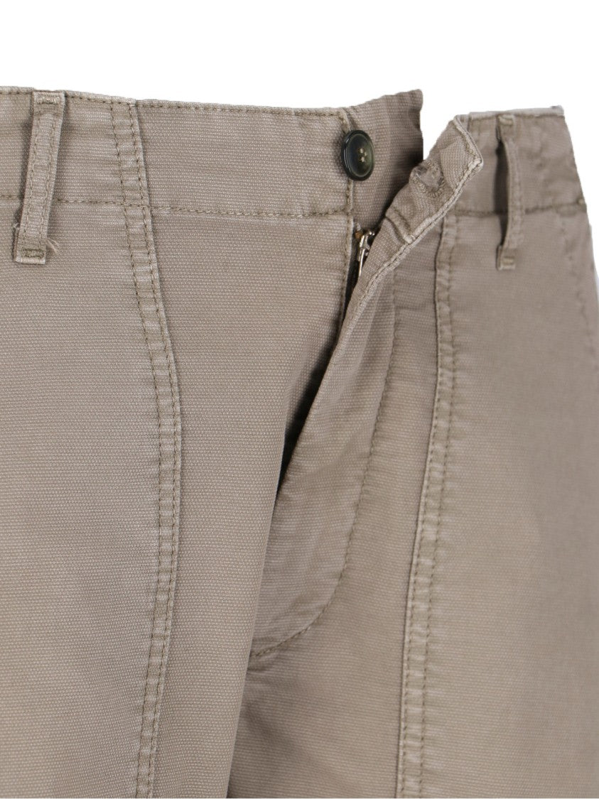 Cruna Beige Straight-Leg Trousers With Button Closure