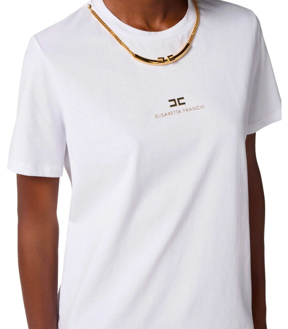 Elisabetta Franchi White T-Shirt With Jewel