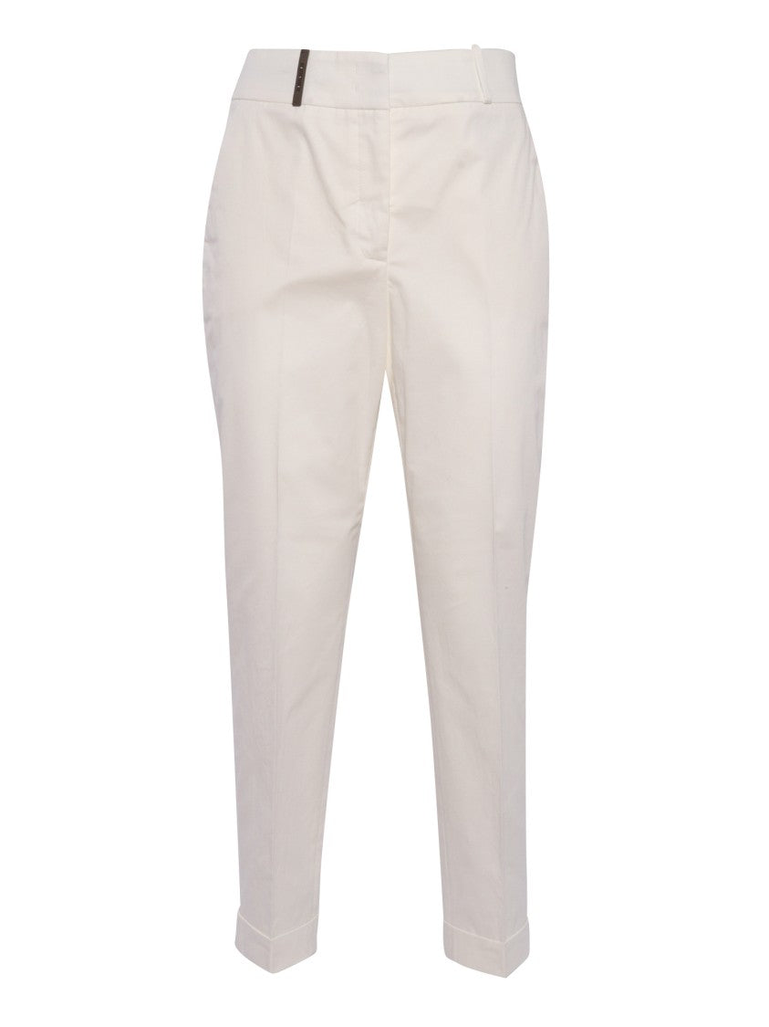 Peserico White Tailored Trousers With Rolled Cuffs