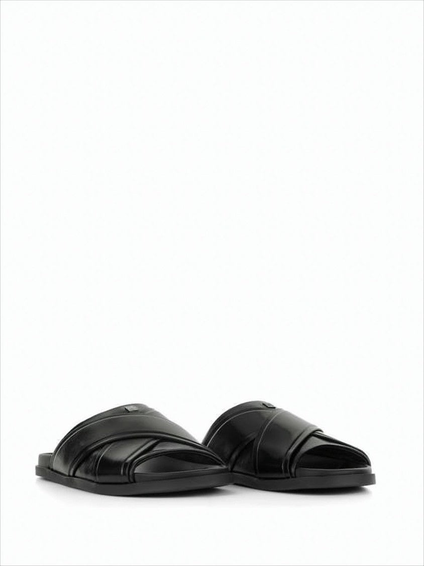 Givenchy Slip-On Mules With Overlapping Leather Straps And Square Metal Detail