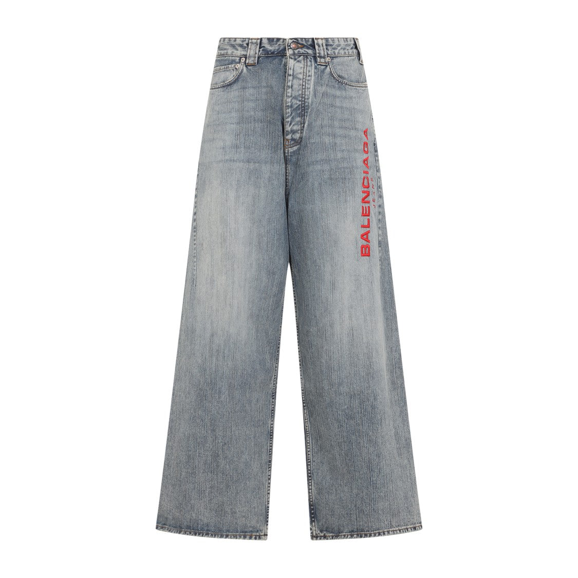 Balenciaga Wide-Leg Jeans With Prominent Logo Detail
