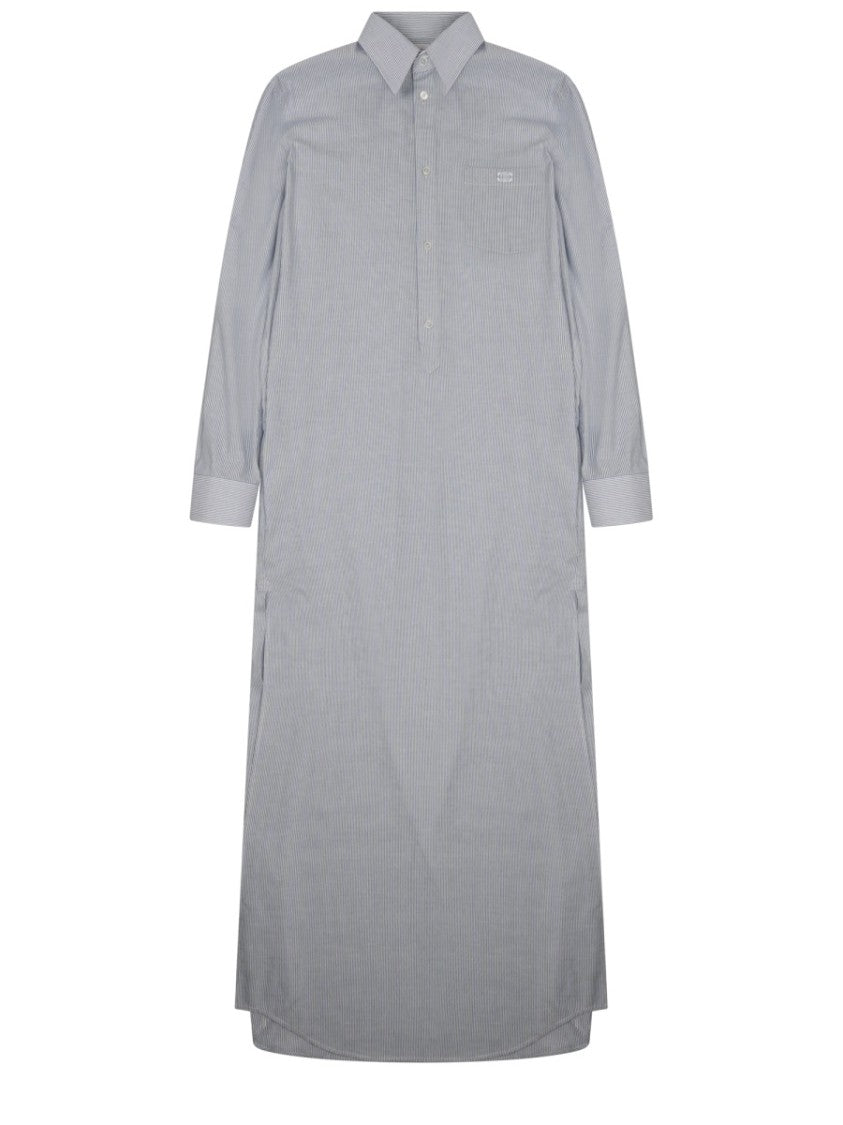Celine Classic Collar Midi Shirt Dress With Side Slits