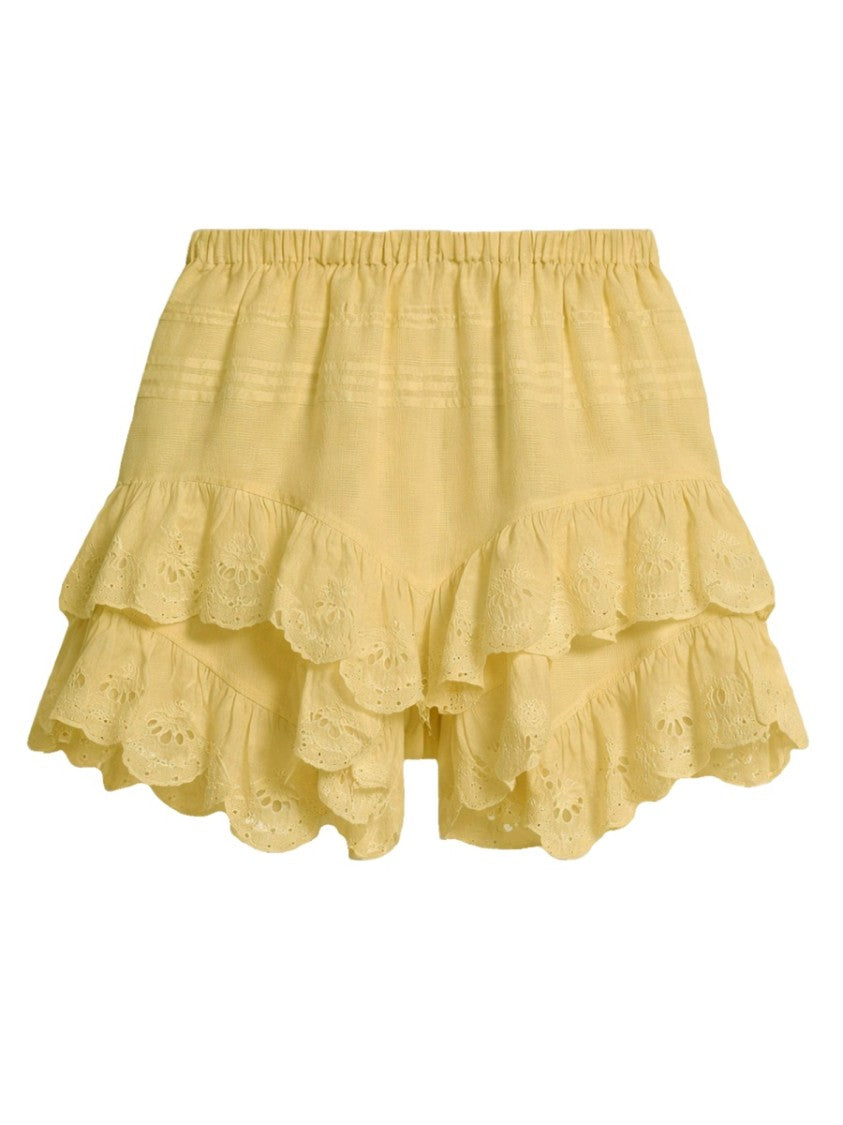 Isabel Marant Étoile Ruffled Eyelet Lace Shorts With Elastic Waistband