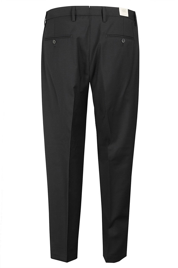 Briglia Black Portobello Wool Medium Waist Tapered Wool Pants