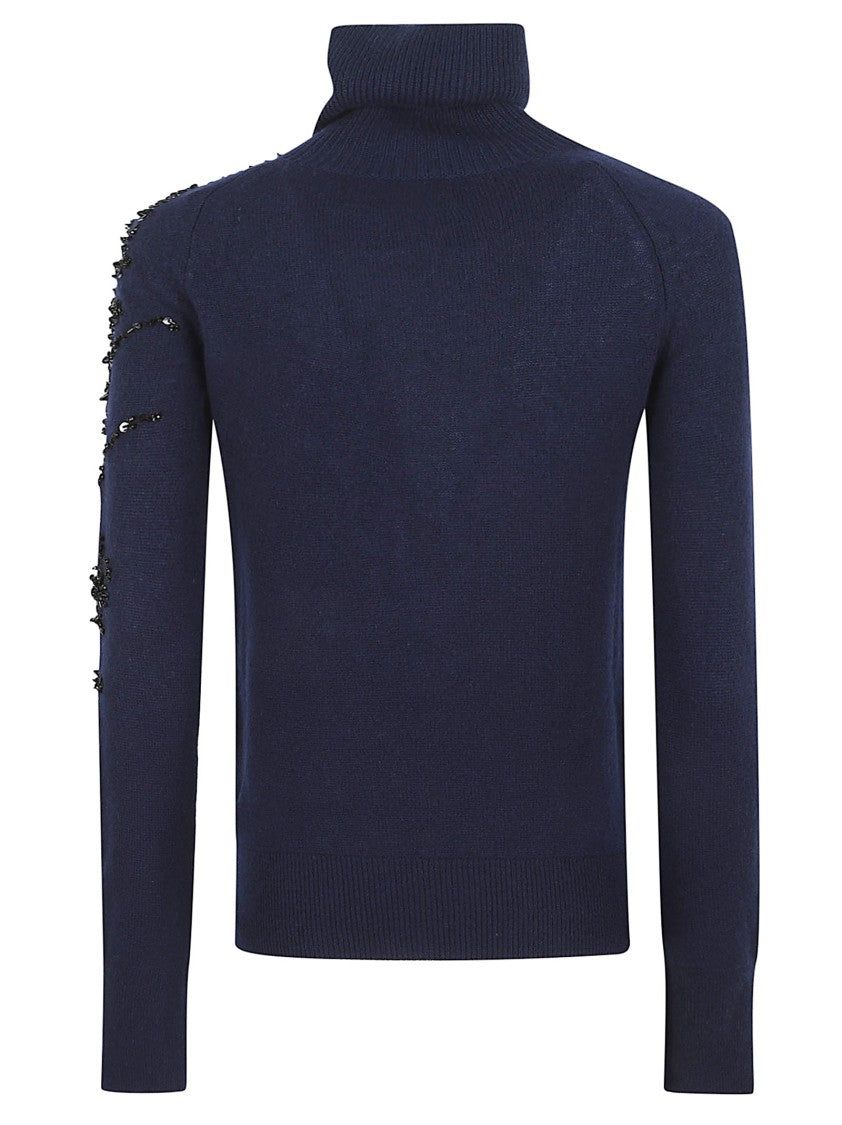 Ermanno Scervino Deep Navy Cashmere Turtleneck Sweater
