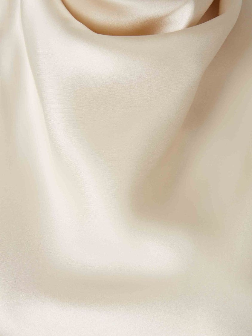 Balmain Beige Cowl Neck Halter Satin Top