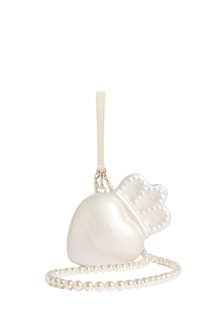 Simone Rocha White Pearl Crossbody Claddagh Leather Bag