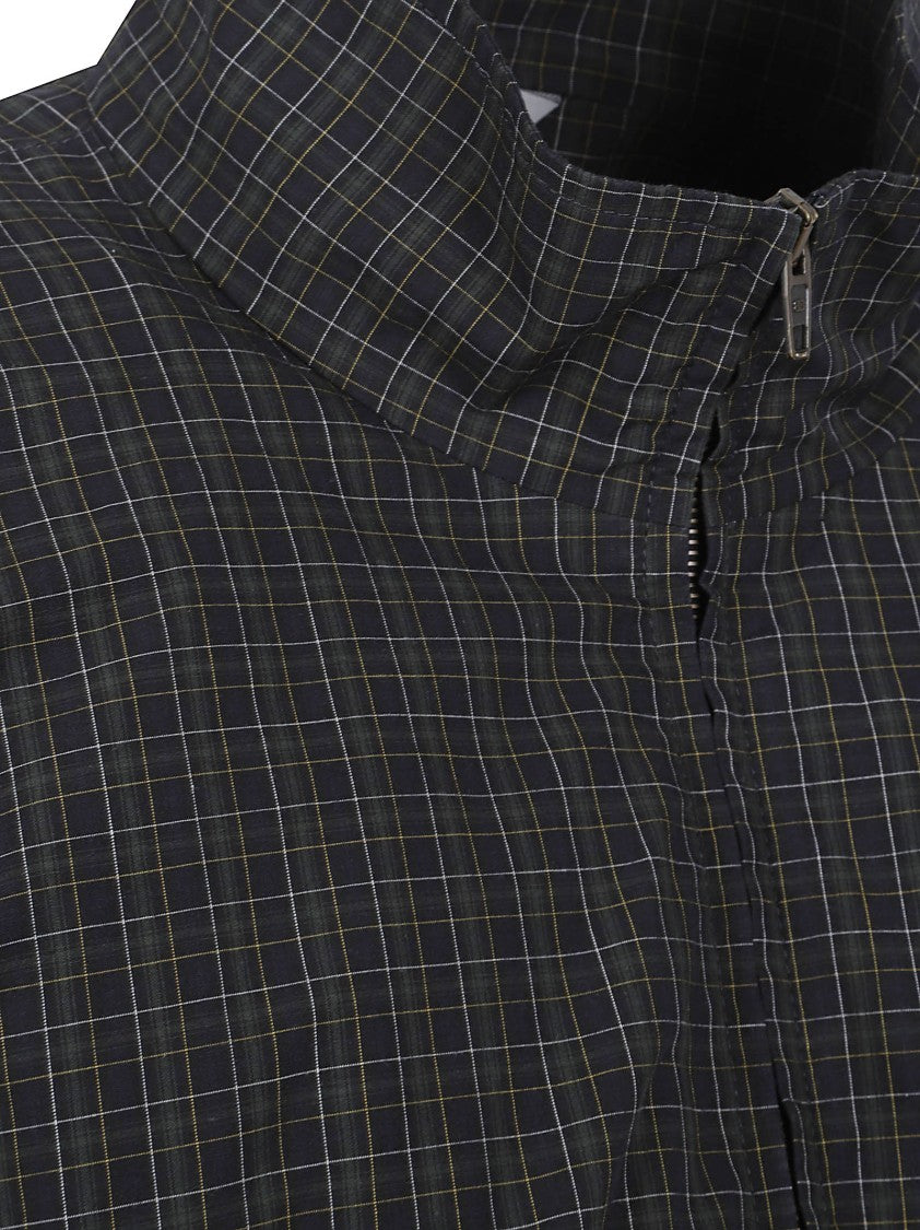 Balenciaga Micro Tartan Technical Cotton Jacket With High Collar