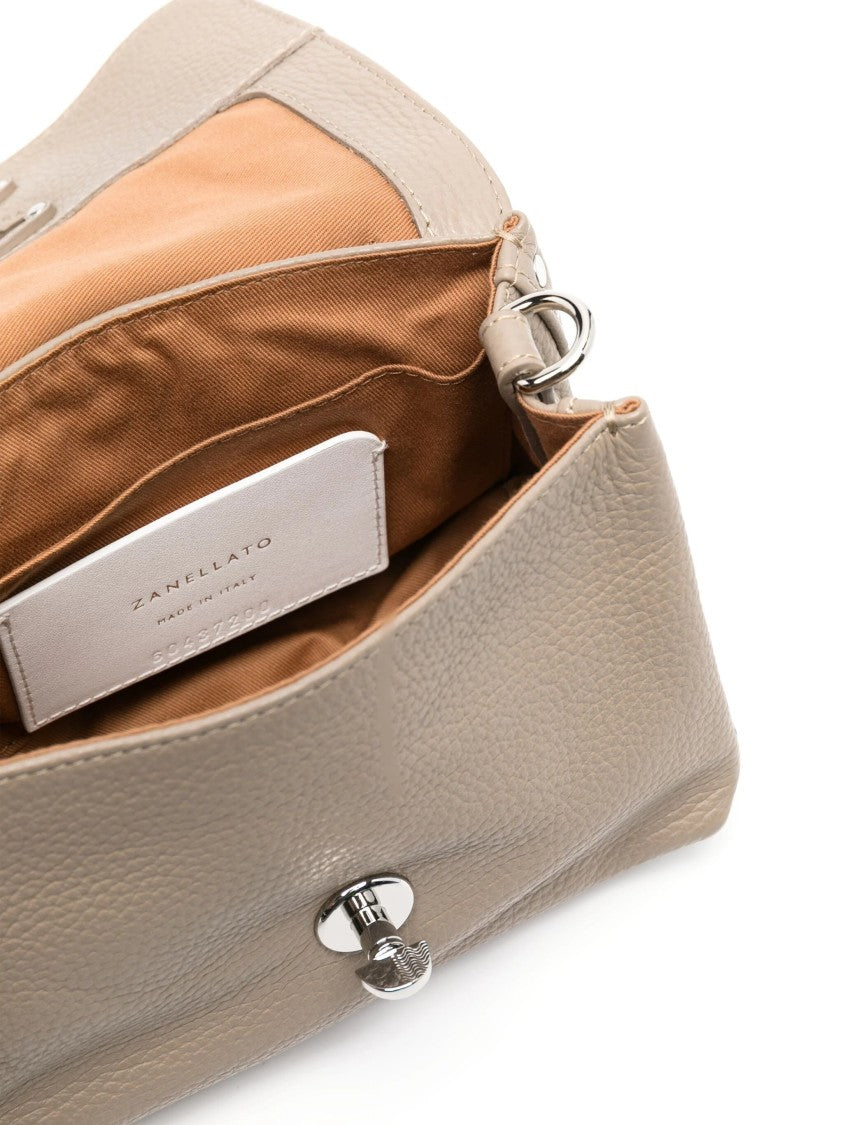 Zanellato Structured Handbag In Pebbled Leather With Dual Lock Closure