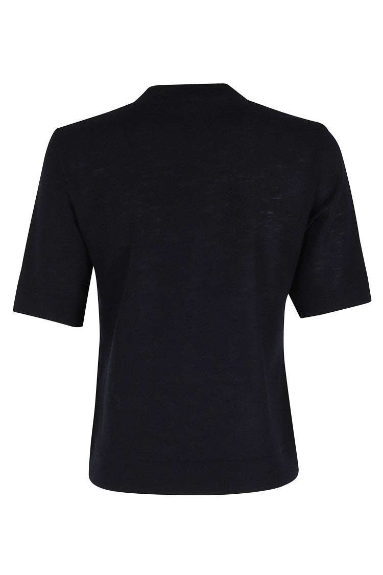 Vince Blue Shrunken-Pattern Sweater